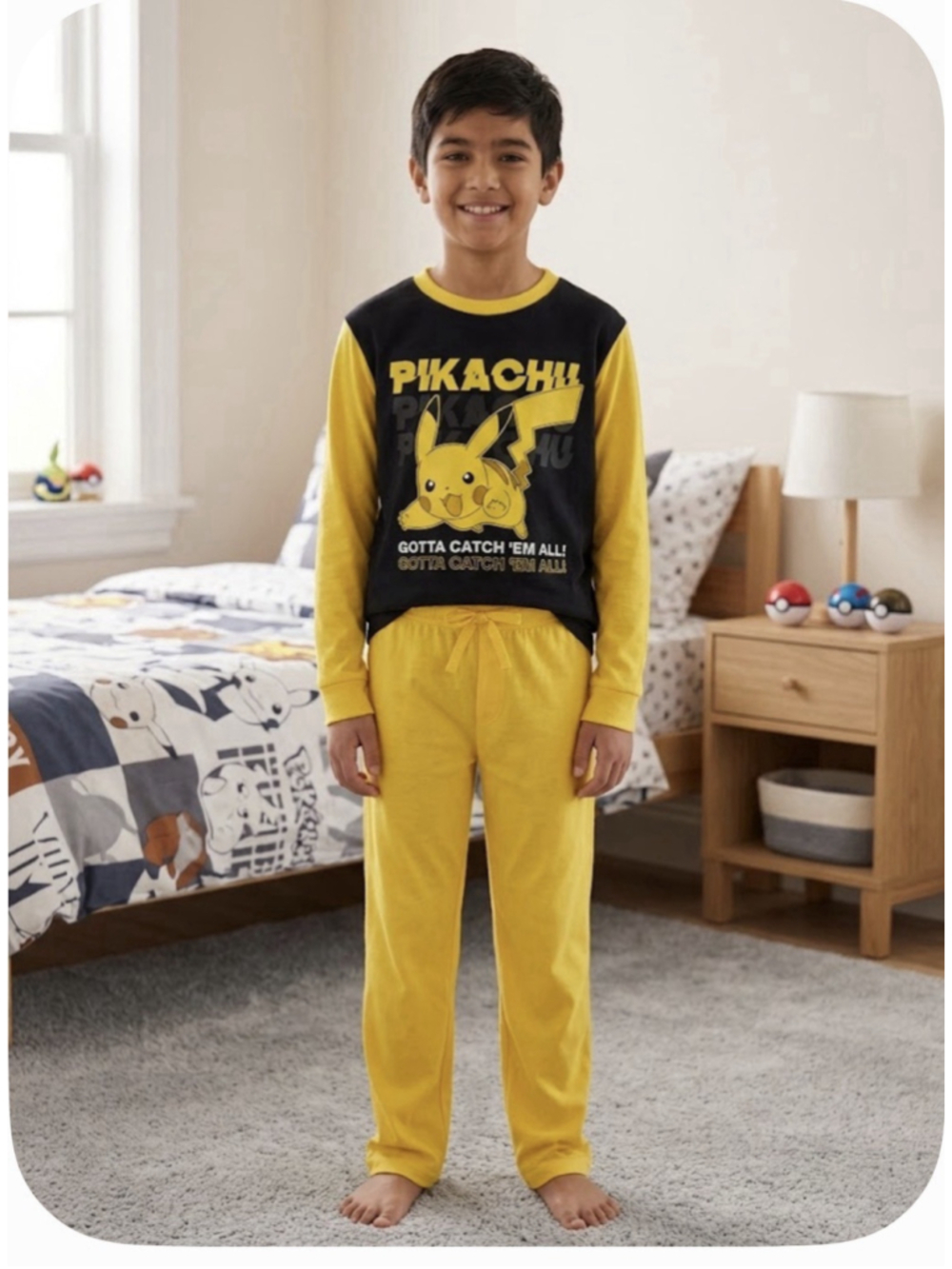 NEW Pokemon Pikachu Pajama Set Boys XL 14/16 Lightweight Fleece 2 PC